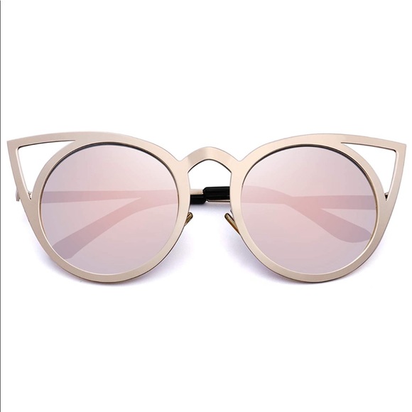 Rose Gold Mirror Cat Eye Sunglasses - Picture 5 of 5